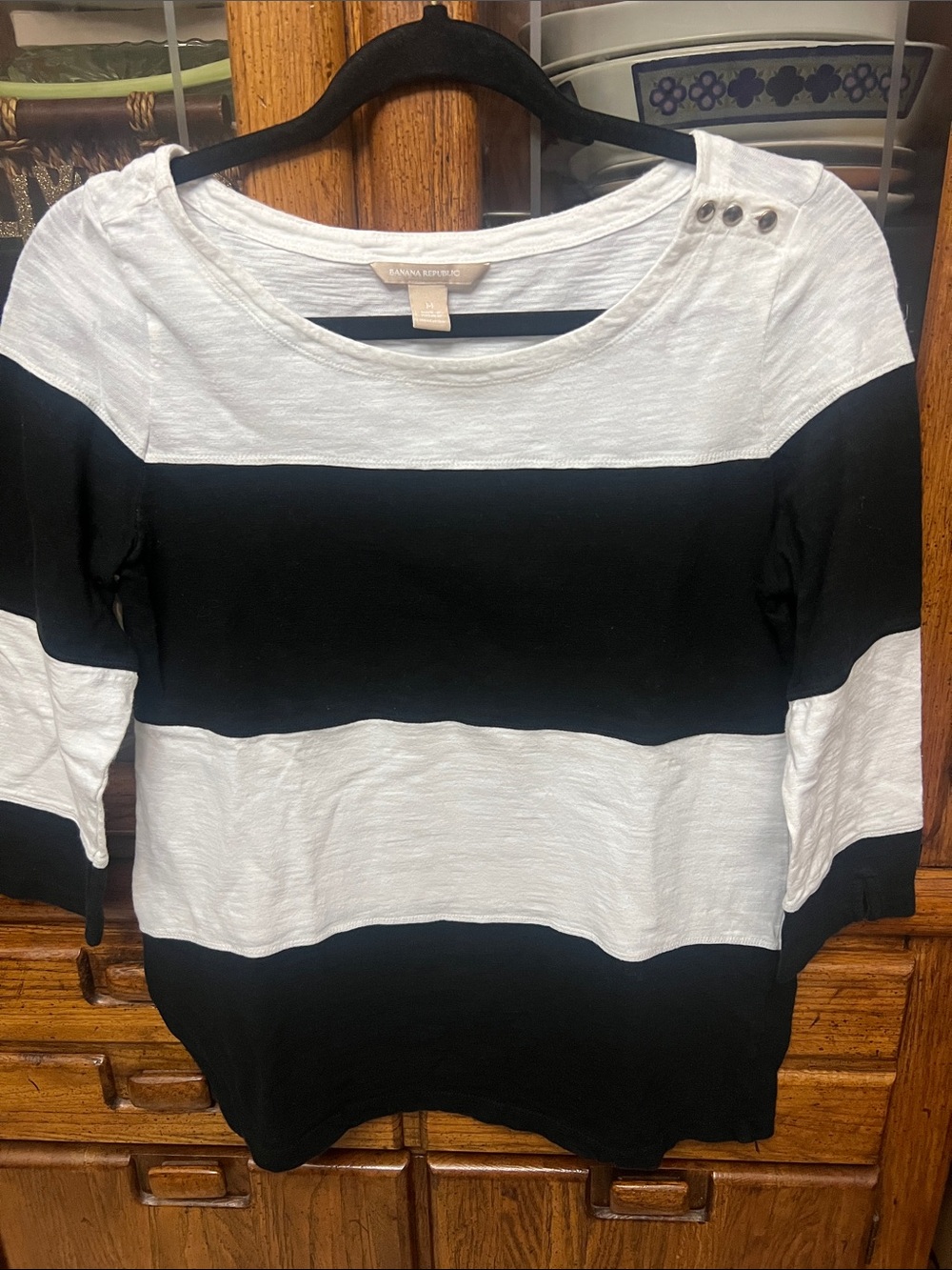 Banana Republic women’s Black and White Striped Boatneck Sweater